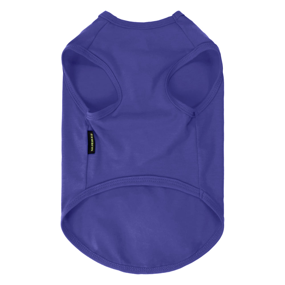 Blue dog tank top shown on a white background