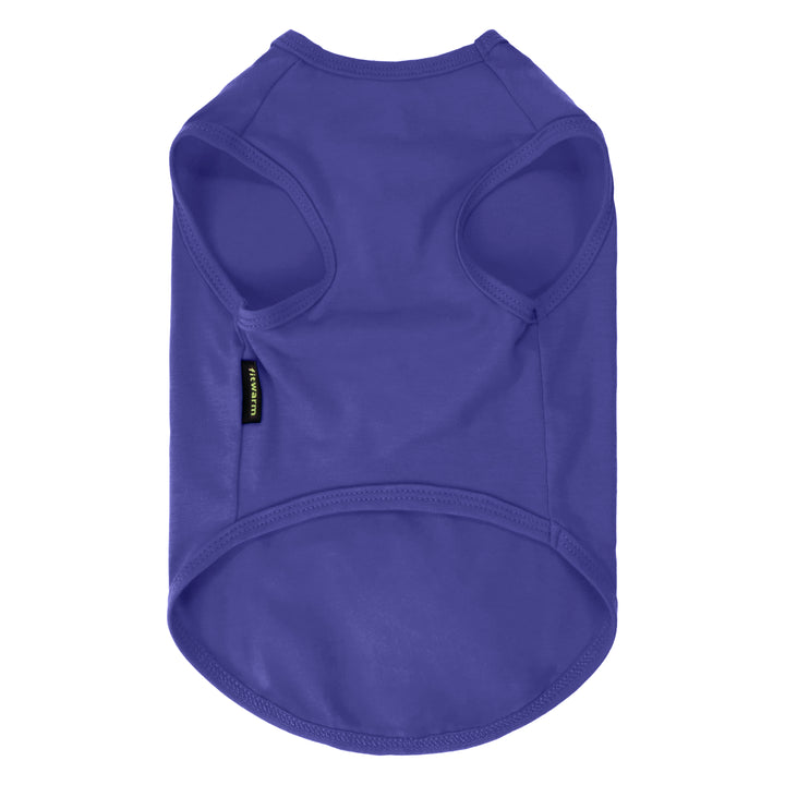 Blue dog tank top shown on a white background