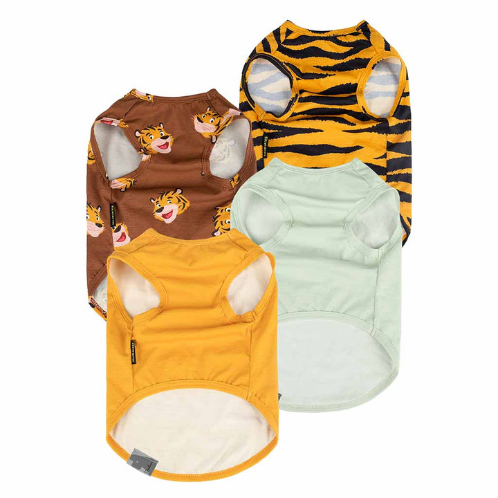 Tiger Themed Dog Shirts in Brown and Bold Striped Patterns - Fitwarm Dog Clothes 