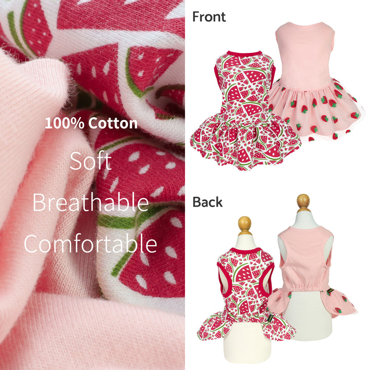 2 Pack Watermelon & Strawberry Tulle Dress