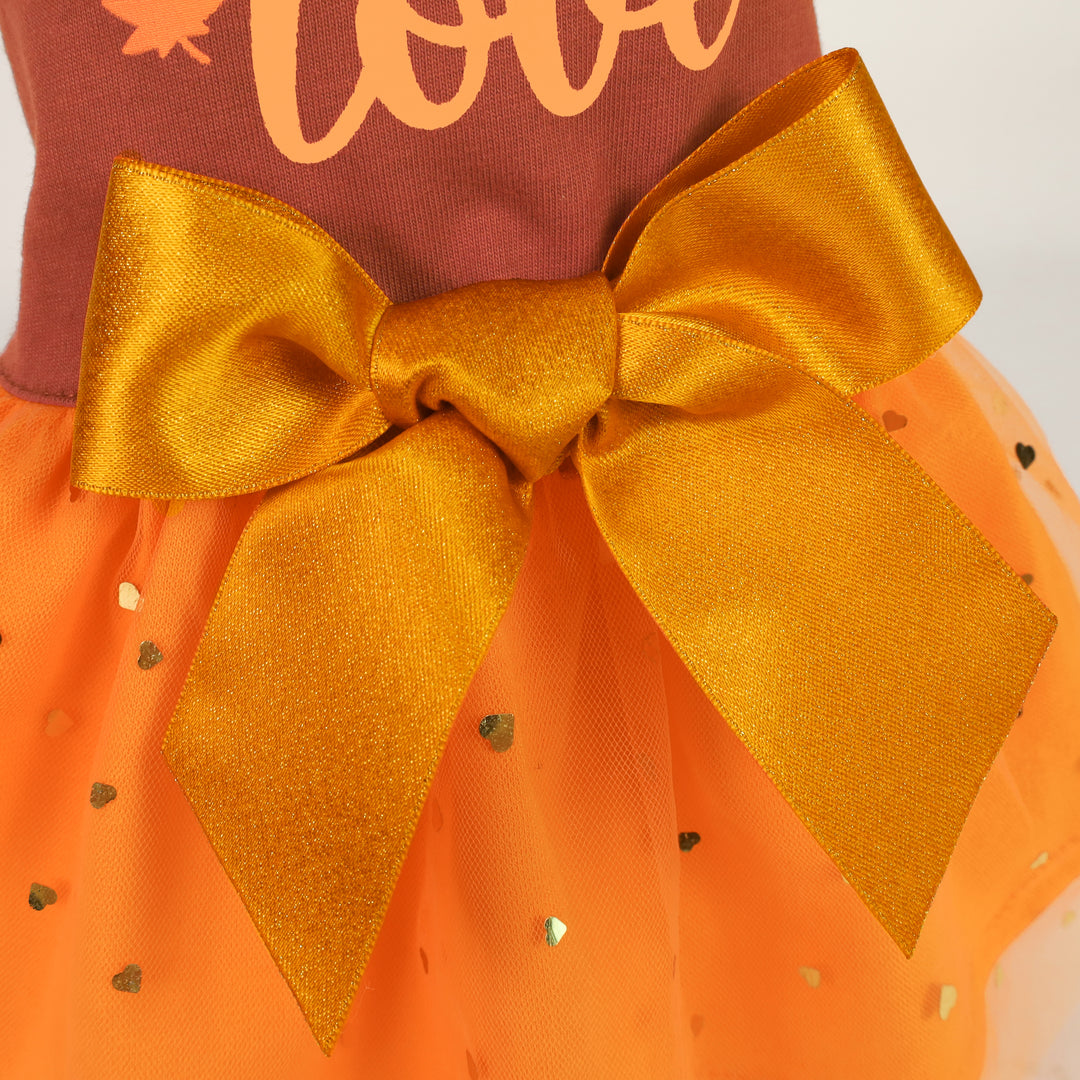 Fall in Love Thanksgiving Dog Dress | Sparkly Tutu & Bow Fitwarm Fall in Love Thanksgiving Dog Dress | Sparkly Tutu & Bow Fitwarm