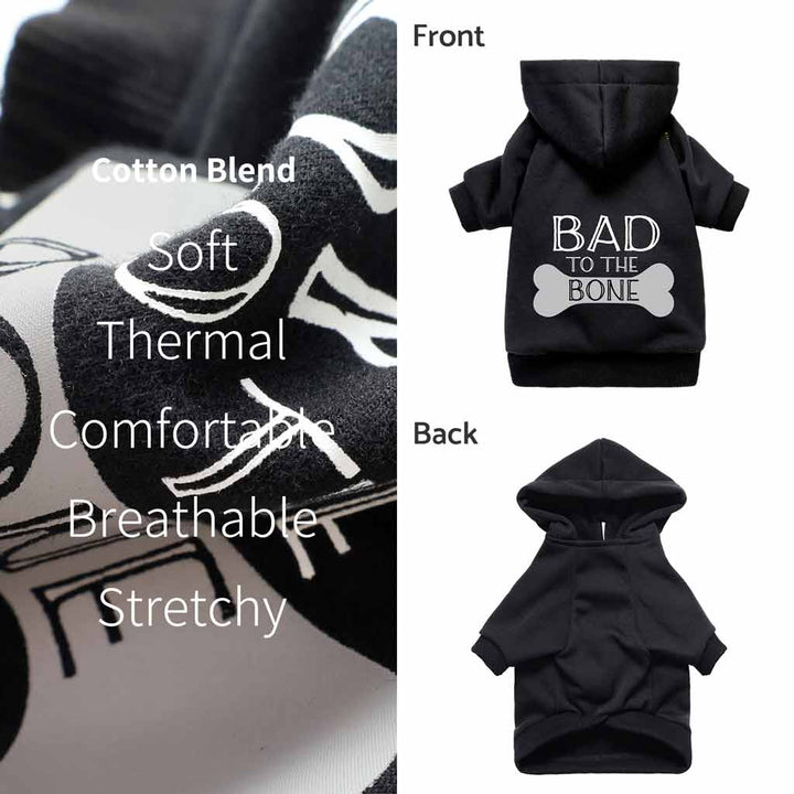 Funny Dog Hoodie with Bad to the Bone Lettering - Fitwarm Dog Hoodies
