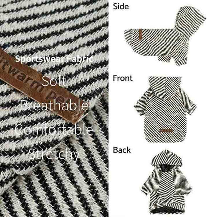 Silver Dog Striped Hoodie - Fitwarm Dog Clothes