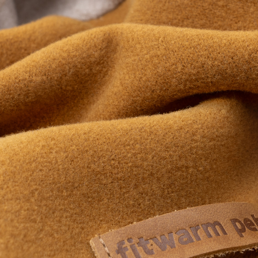 Stylish brown dog hoodie with oatmeal contrast and cuffed details.