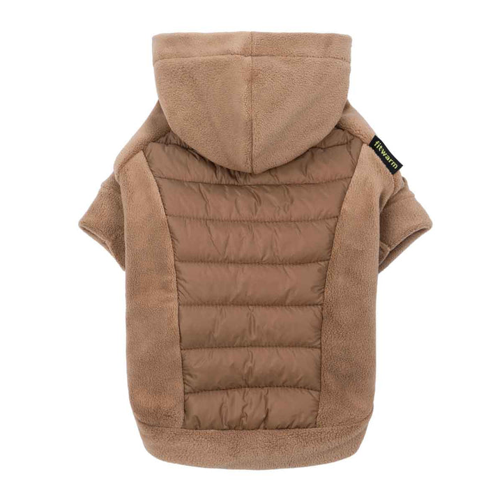 Cozy dog hoodie in beige with quilted back panel