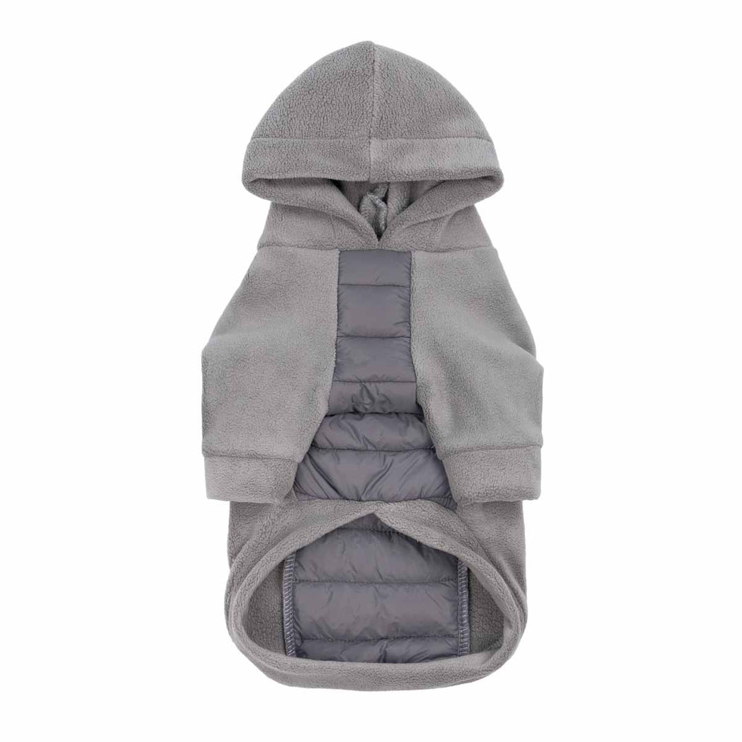 Thermal dog hoodie in soft gray with padded back panel