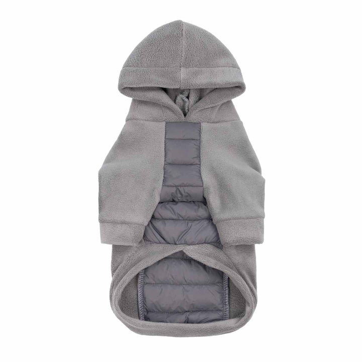 Thermal dog hoodie in soft gray with padded back panel