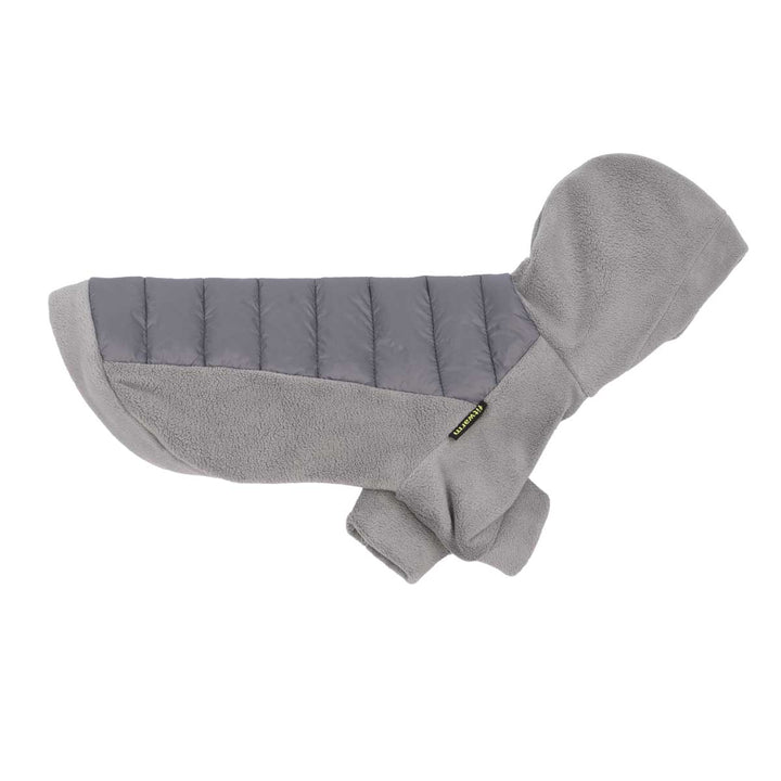 Comfortable fleece-lined gray dog hoodie for winter