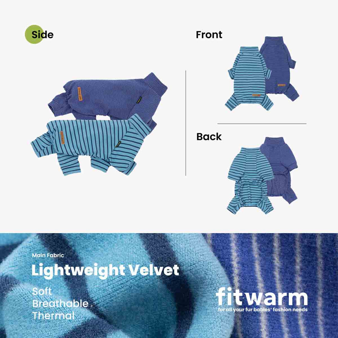 2 Pack Striped Mock Neck Dog Pajamas