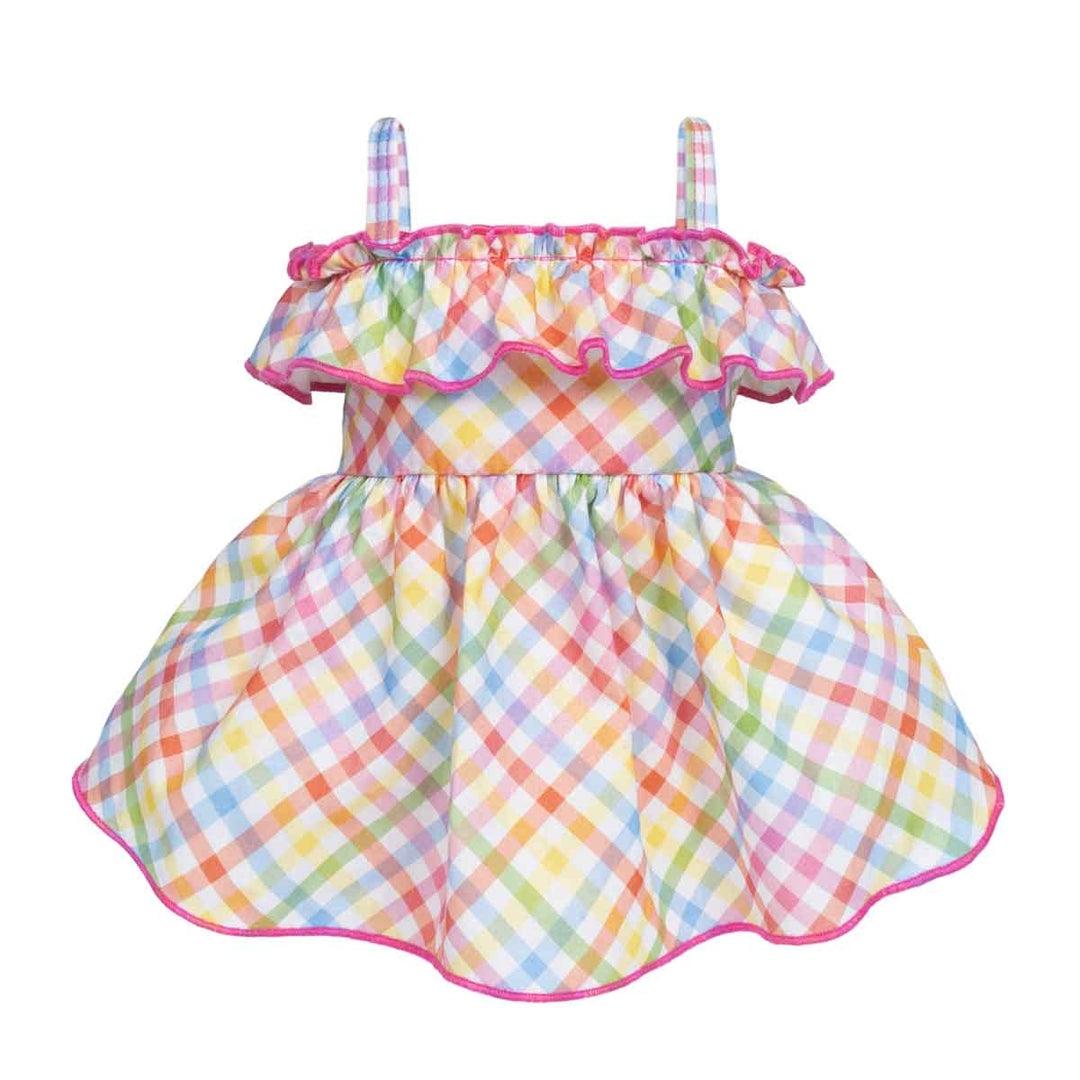 Pastel Plaid Ruffle Dog Dress | Cotton Easter Outfit