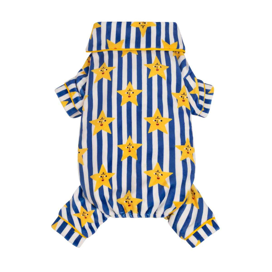 Collared neck pajamas for dogs with star and stripes