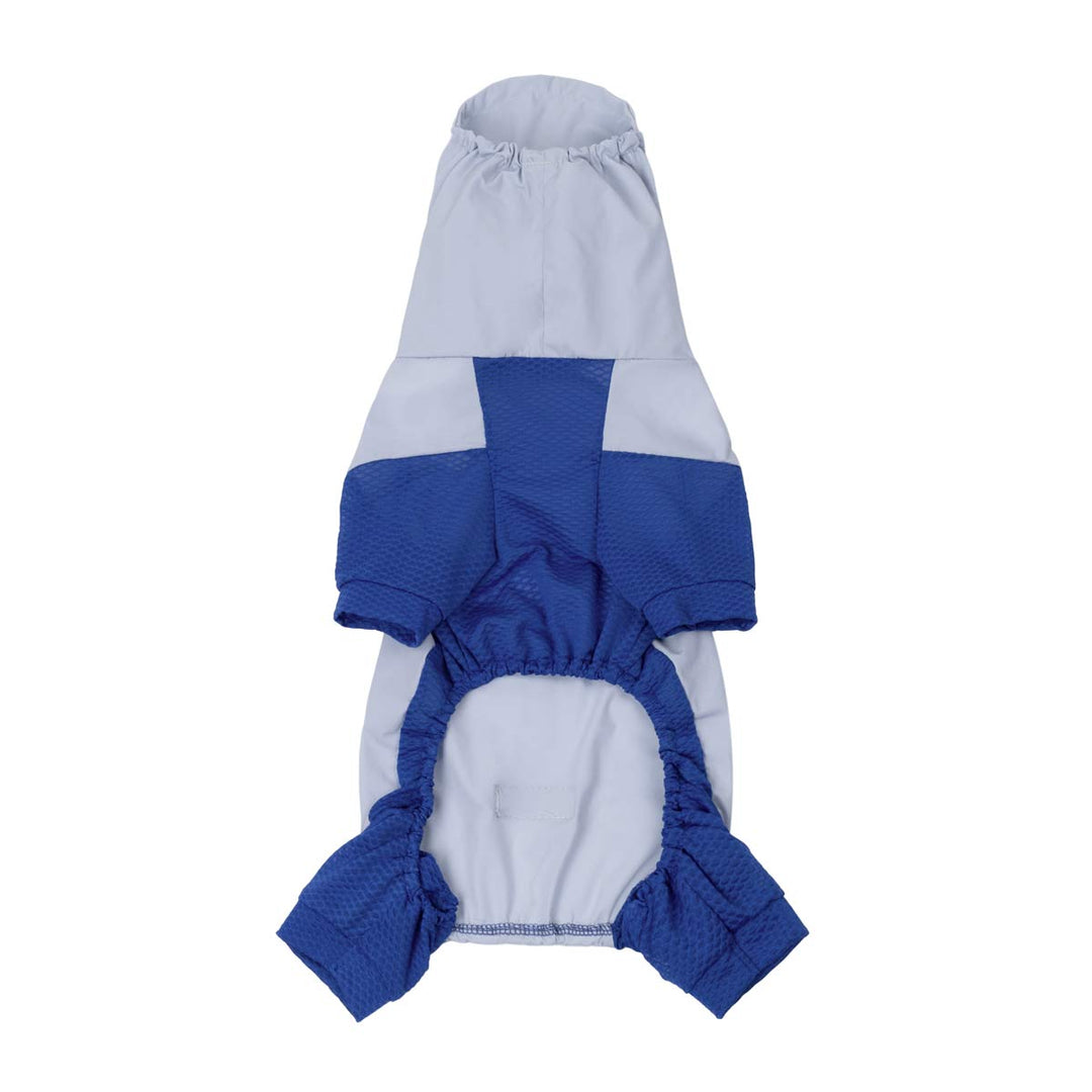 Blue and gray pajamas for dogs on a white background