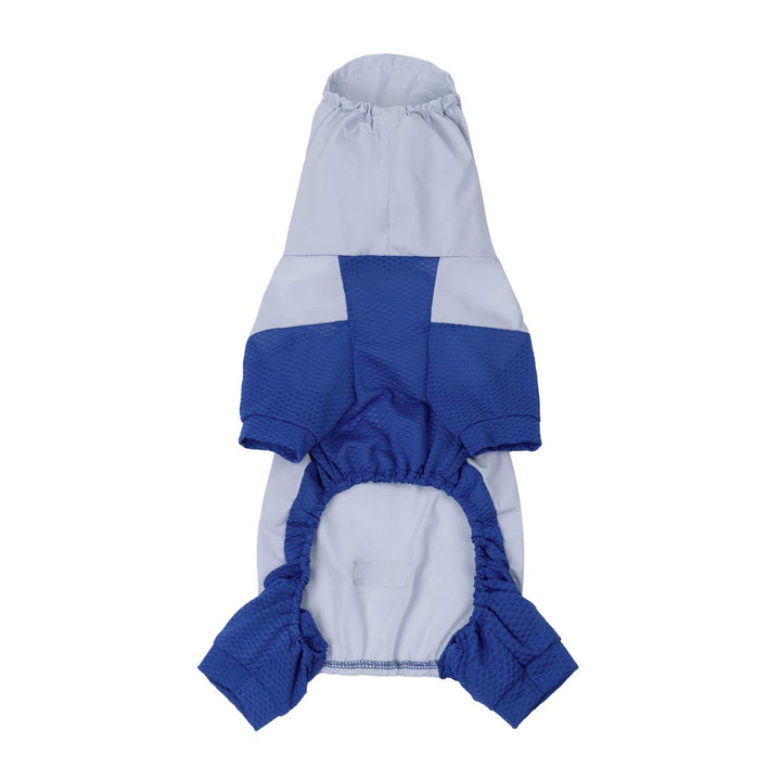 Blue and gray pajamas for dogs on a white background