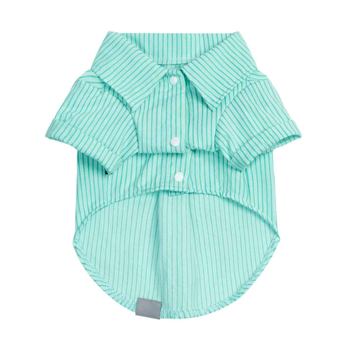 Green striped dog t-shirt on a white background