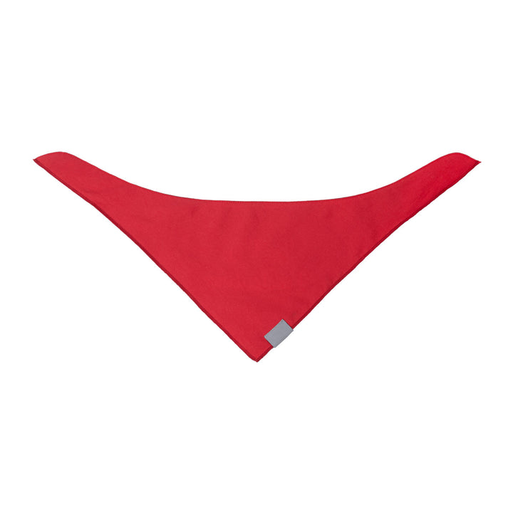 Red dog bandanas back side showing plain solid color triangle design