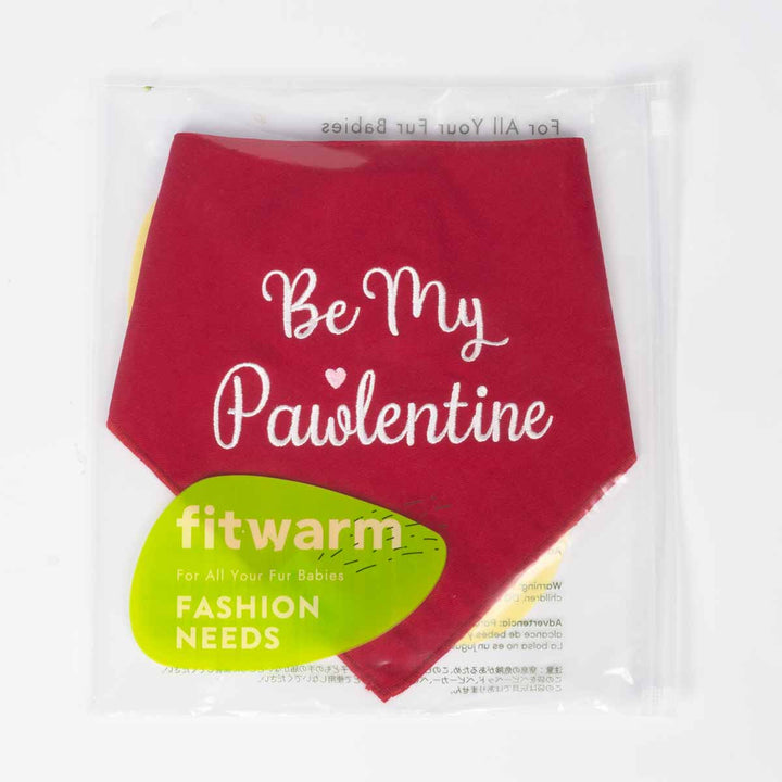 Packaged red dog bandanas in clear bag with Fitwarm sticker, gift ready look.