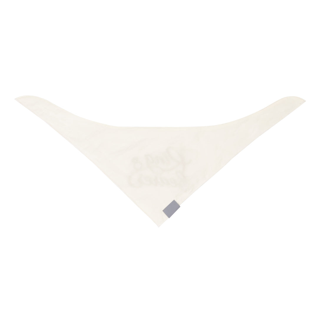 Back view of white embroidered dog bandanas showing clean finish for dogs