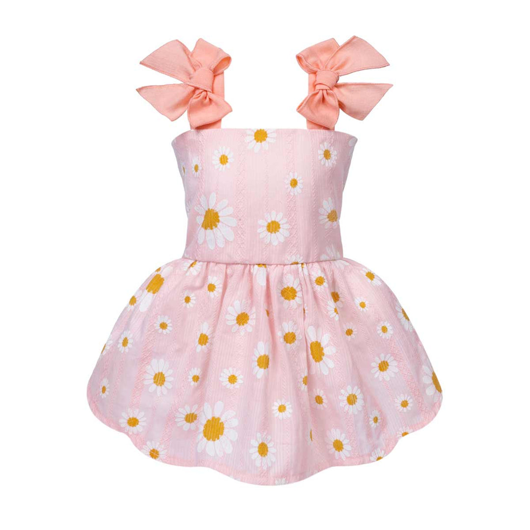 Summer dog dress with daisy prints and bow
