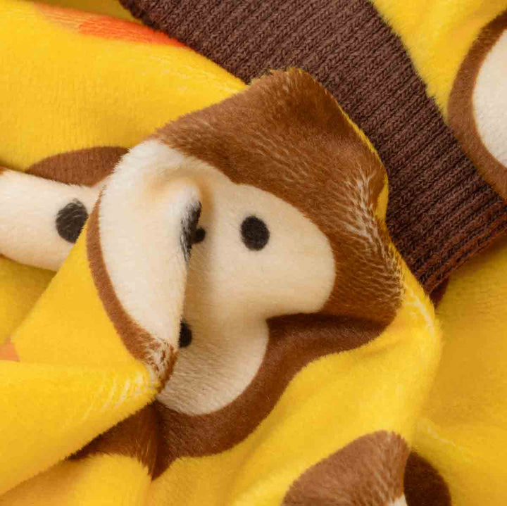 Close-up of soft fabric in monkey print
