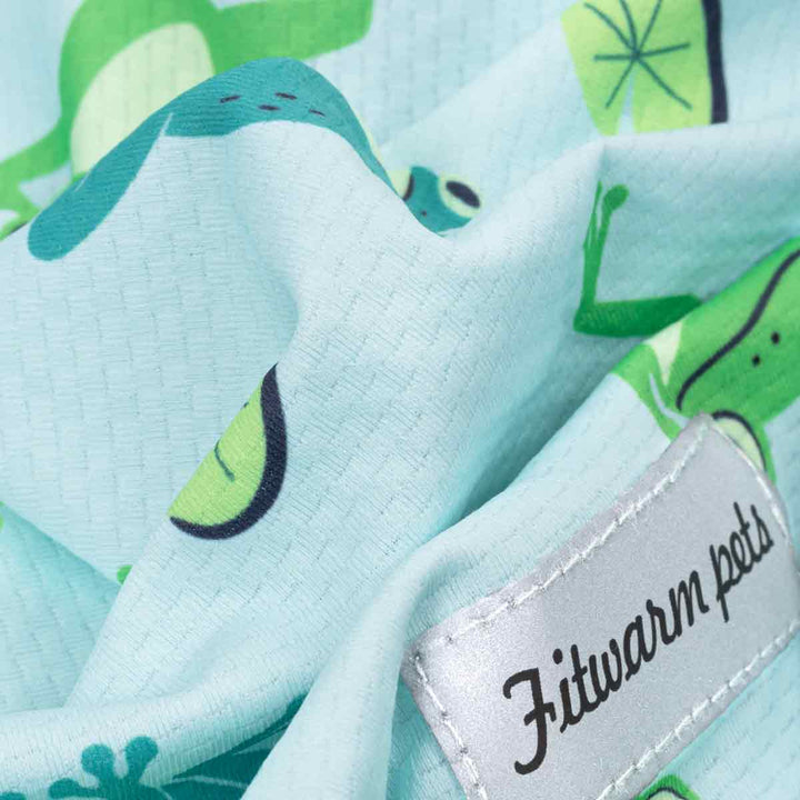 Close-up of the lightweight fabric of dog uv protection jumpsuit