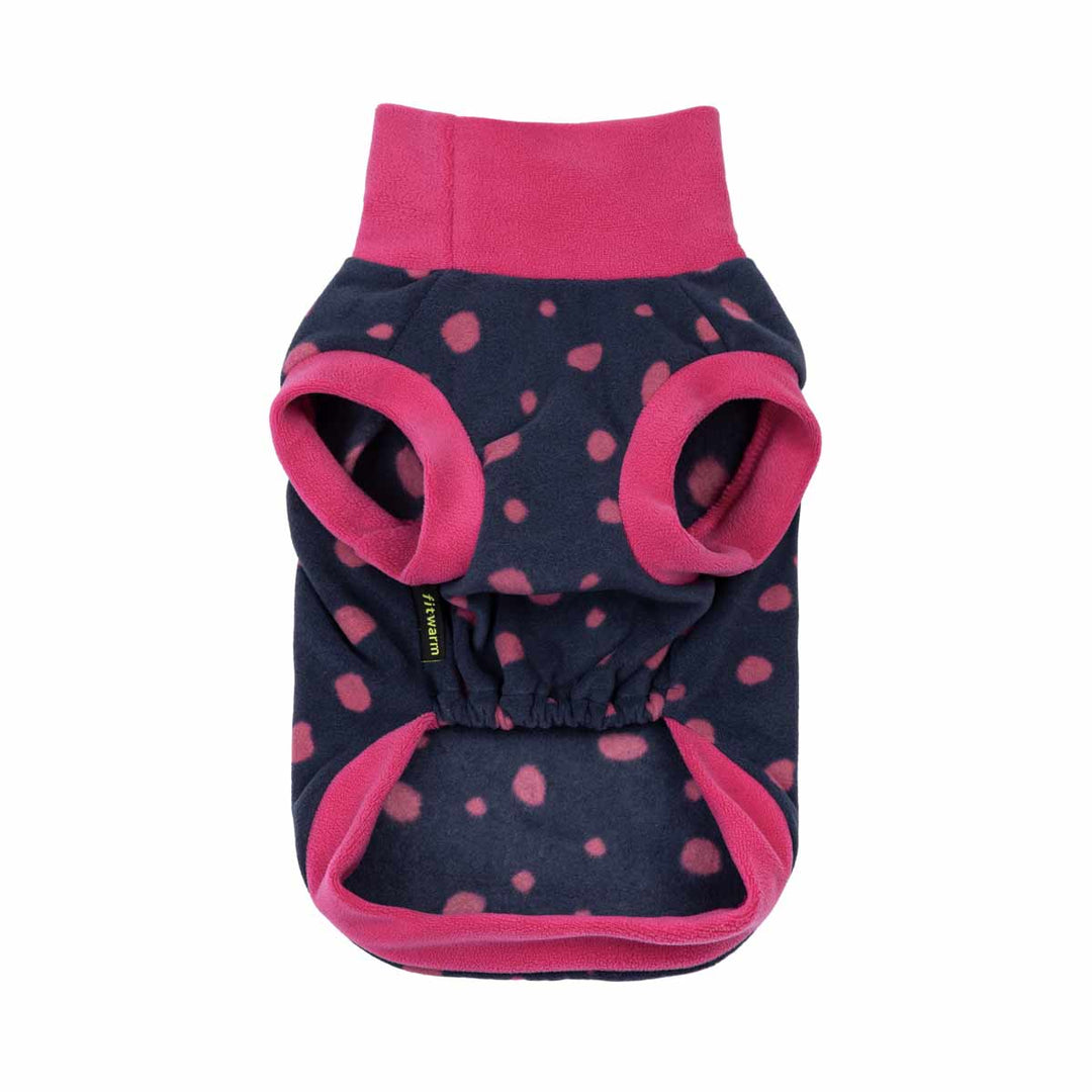 Pink dog mock neck sweaters in a pink spot prints