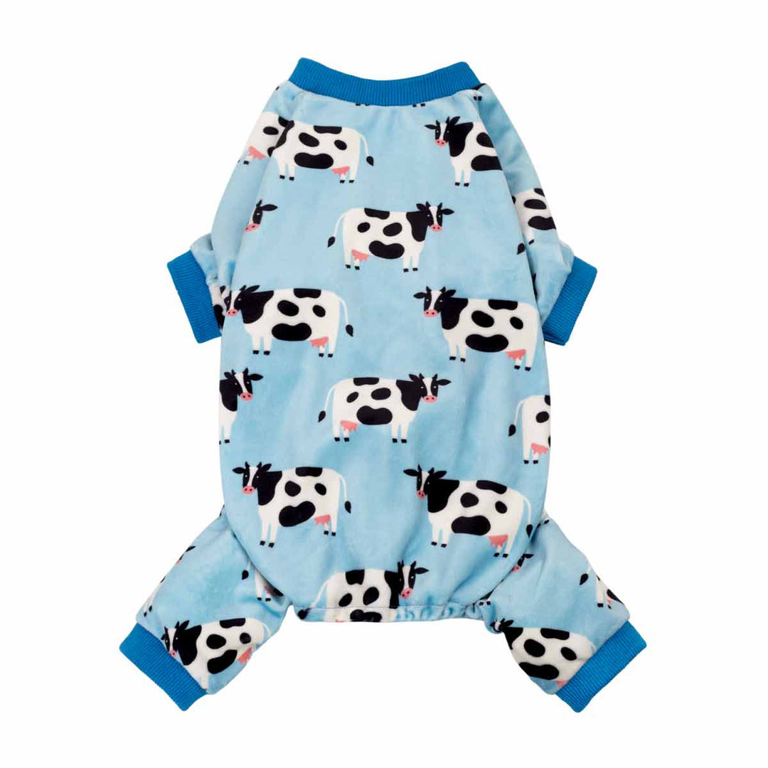 Soft dog pajamas with funny milk cow prints