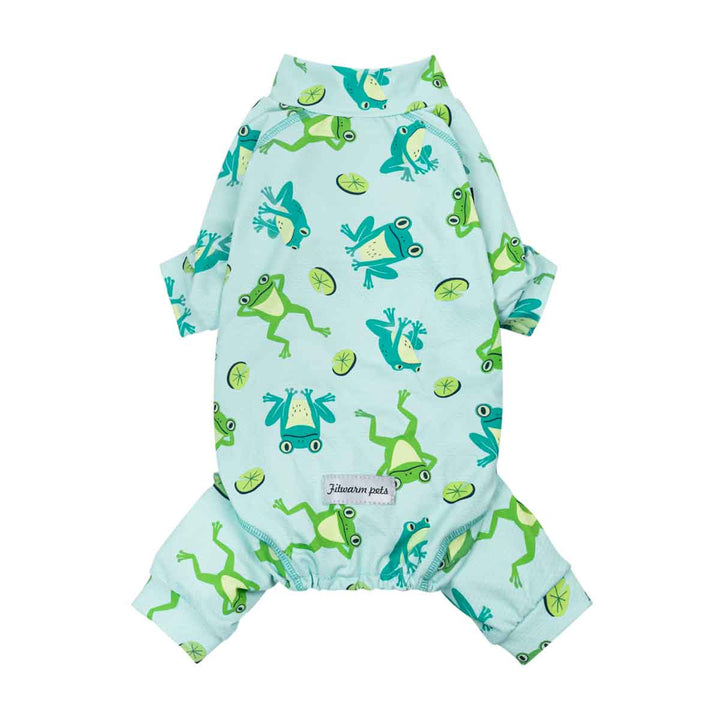 Summer dog jumpsuit with funny frog prints