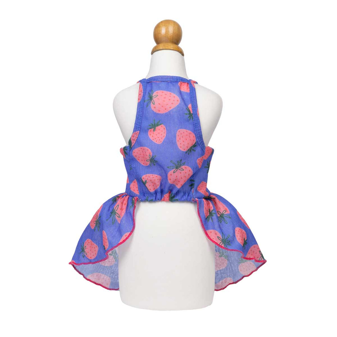 Back view of strawberry dog tutu dress
