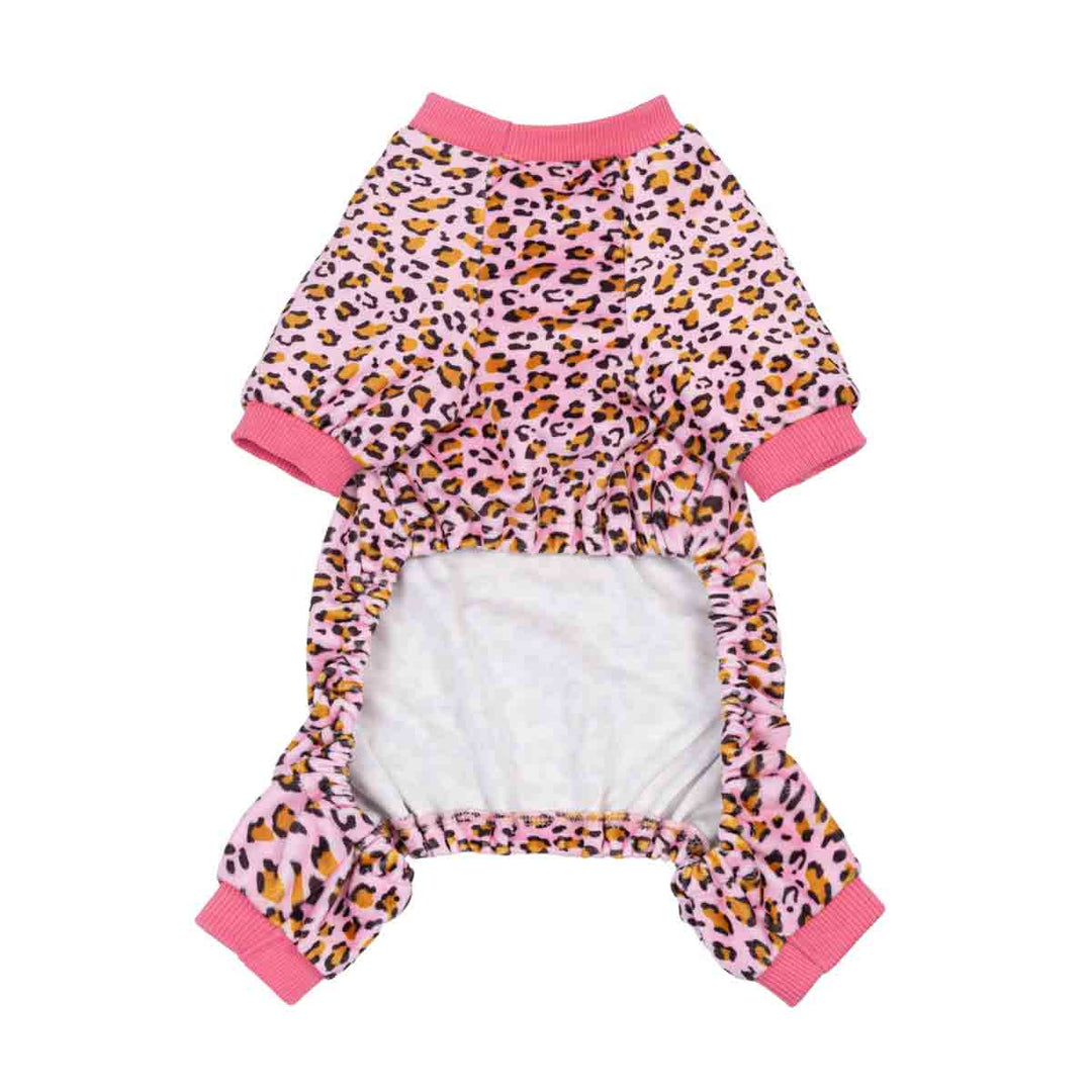 Pink leopard dog pajamas. Soft and breathable sleepwear for comfort and style, available at Fitwarm