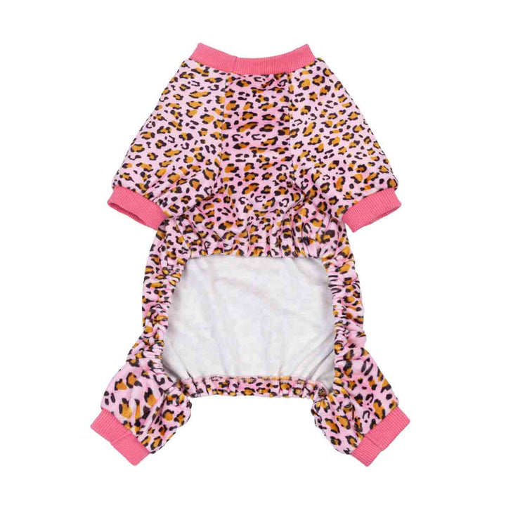 Pink leopard dog pajamas. Soft and breathable sleepwear for comfort and style, available at Fitwarm