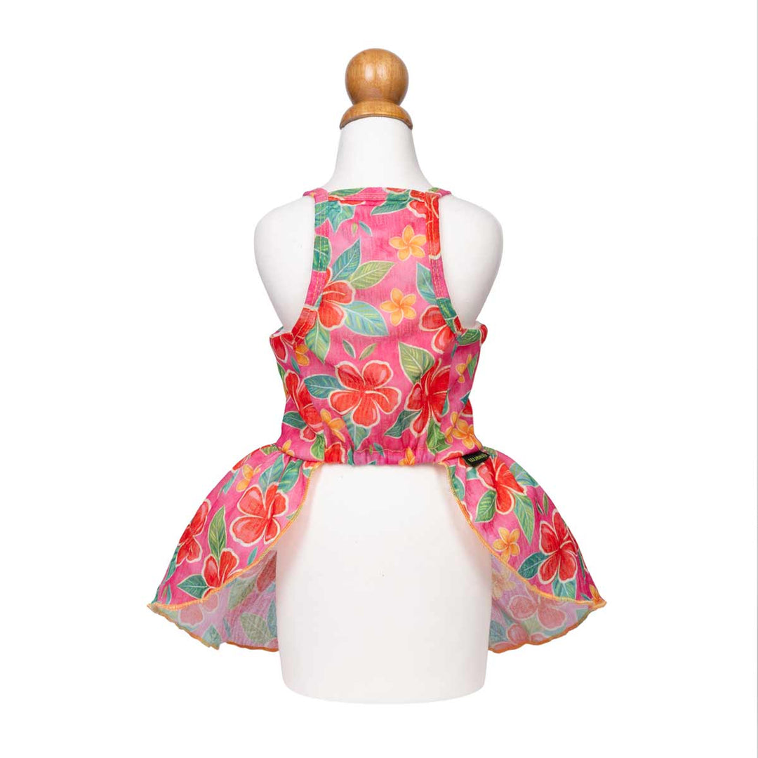 Floral dog tutu on a mannequin with a white background
