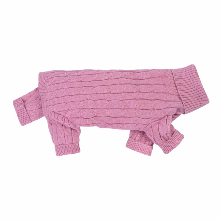 Side view of cozy knitted dog sweaters