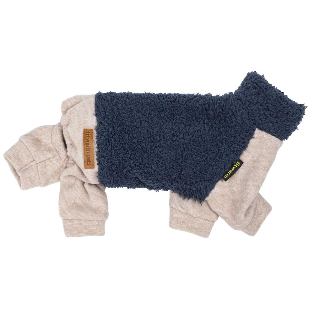 Comfy sherpa-style Dog pajamas in navy, soft and breathable fit for pets