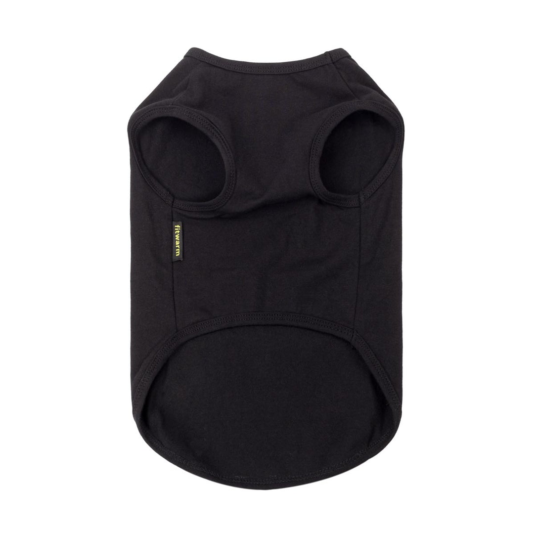 Black dog tank top shown flat against a solid white background