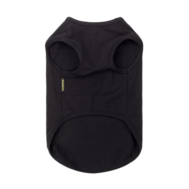 Black dog tank top shown flat against a solid white background