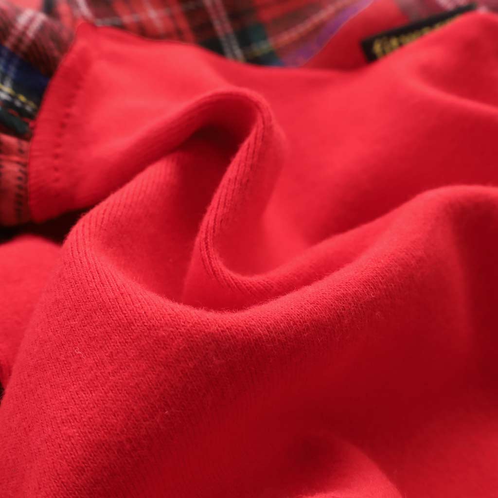 Red Dog Sweatshirt with Plaid Detail - Fitwarm Dog Clothes