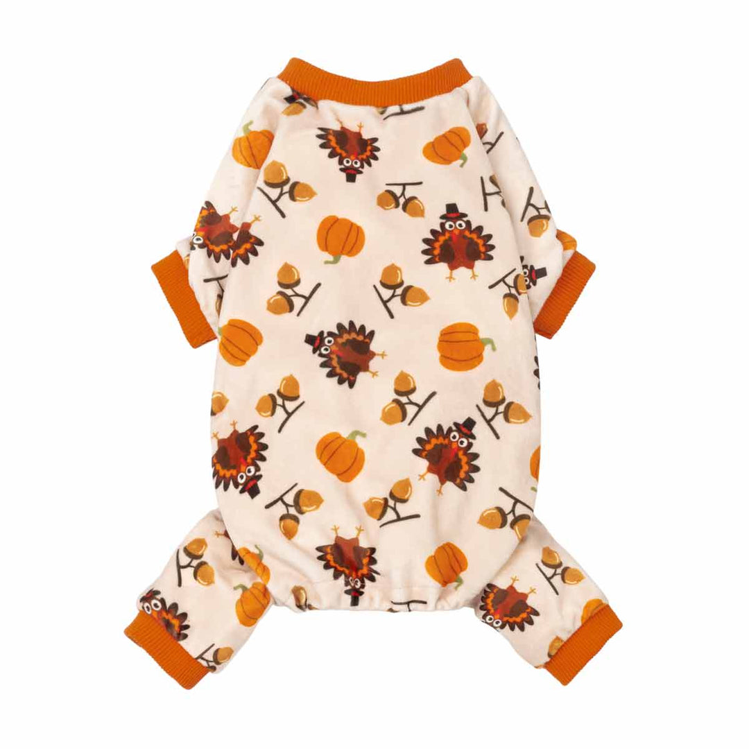 Thanksgiving Turkey Pumpkin Dog Pajamas - Velvet Onesie