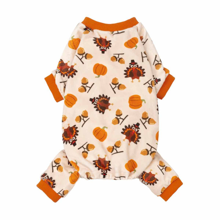 Thanksgiving Turkey Pumpkin Dog Pajamas - Velvet Onesie