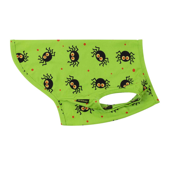 Side view of Halloween spider shirt for dogs on a white background