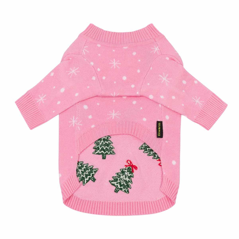 Christmas sweater for dogs with snowflake and Christmas tree prints