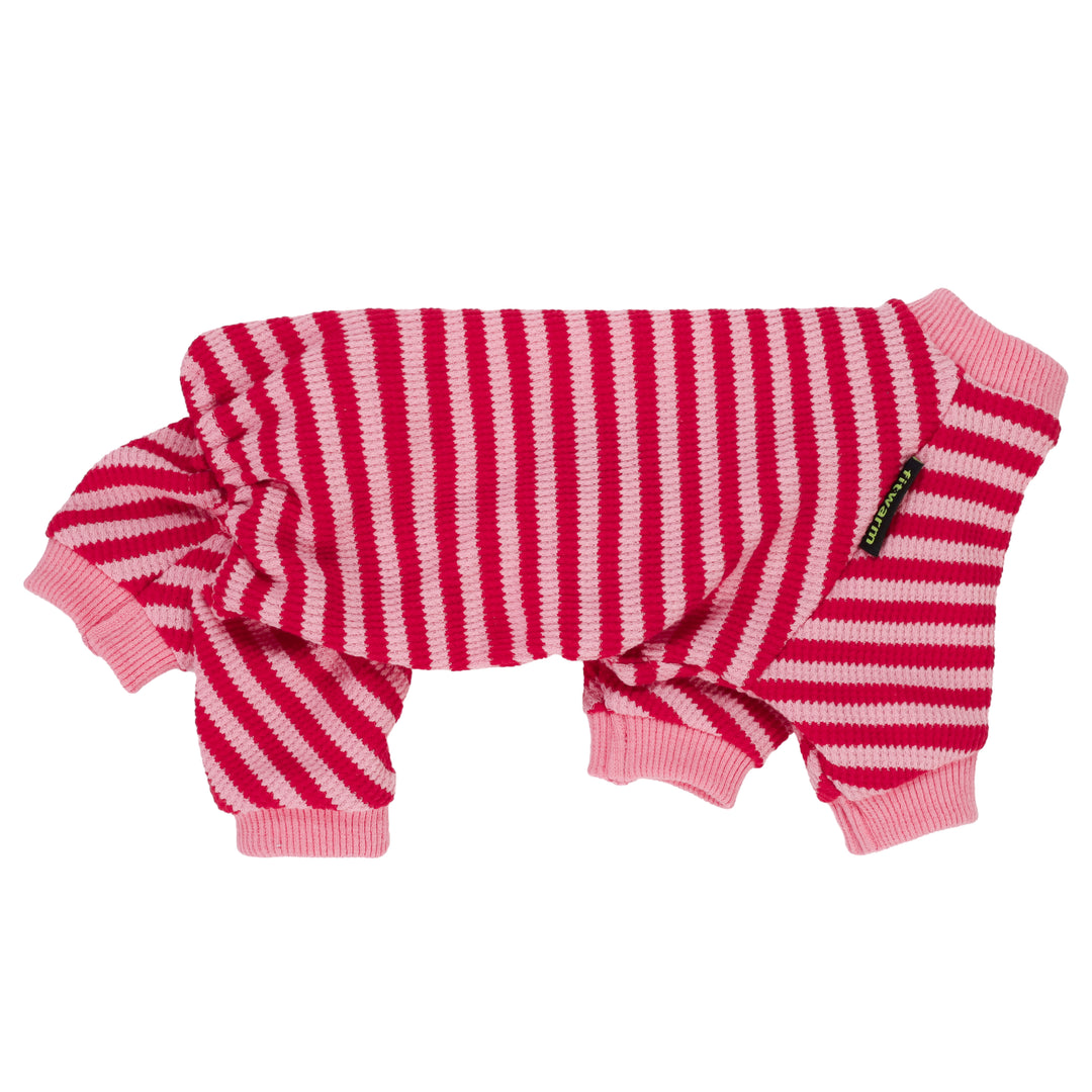 Waffle Striped Dog Pajamas - FitwarmWaffle Striped Dog clothes