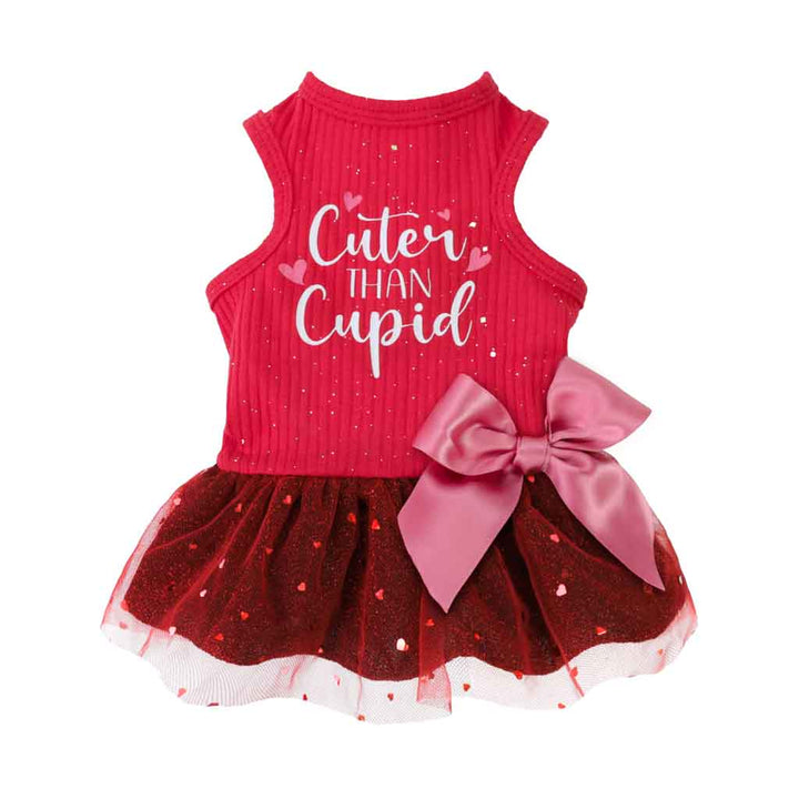 Cuter Than Cupid Dog Dress With Pink Bowknot - Fitwarm Dog Clothes