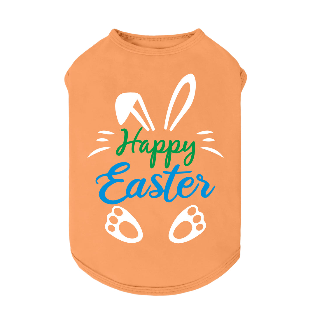 Dog Easter Outfit - Orange with 'Happy Easter' and Bunny Ears Design - Fitwarm Dog Shirt