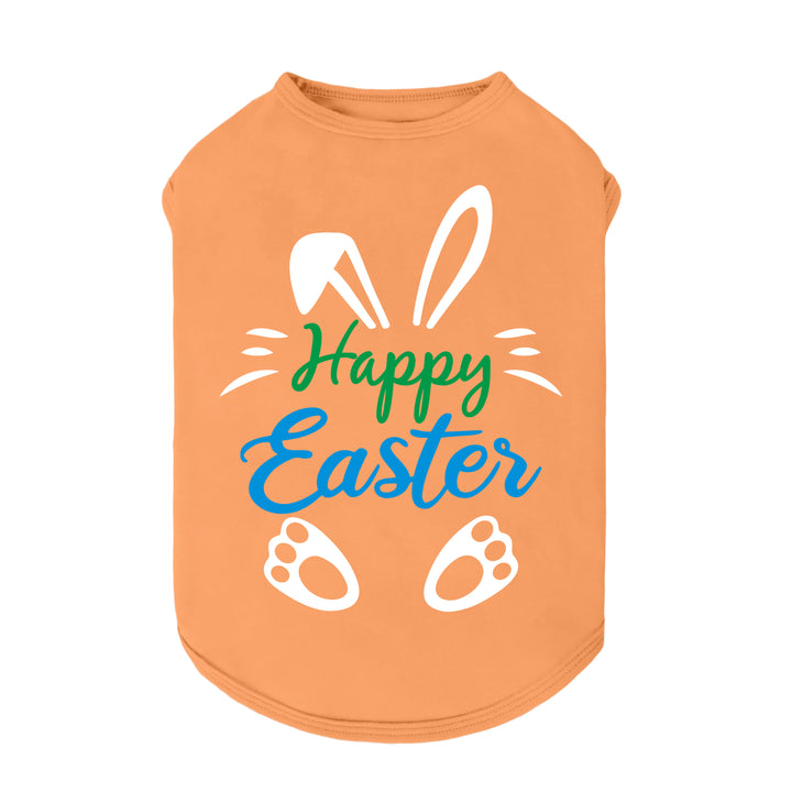Dog Easter Outfit - Orange with 'Happy Easter' and Bunny Ears Design - Fitwarm Dog Shirt