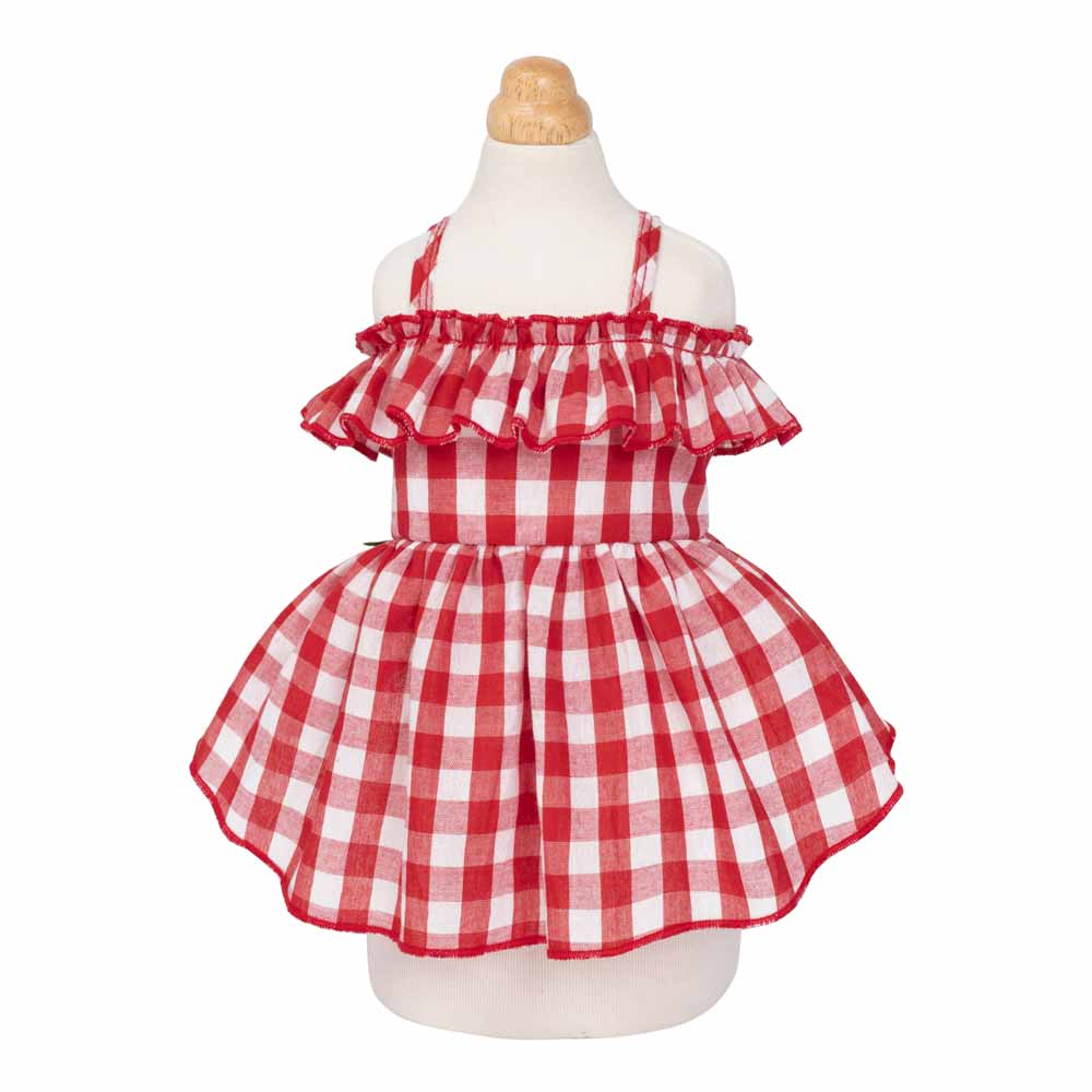 Red & White Gingham Dog Dress | Boho Summer Style Fitwarm Red & White Gingham Dog Dress | Boho Summer Style Fitwarm