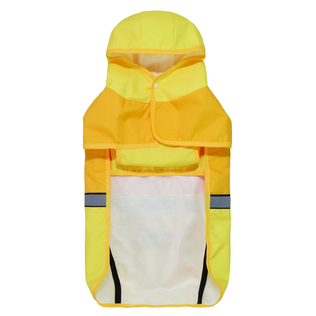 Bright Yellow Dog Raincoat with Reflective Stripe and Hood - Fitwarm