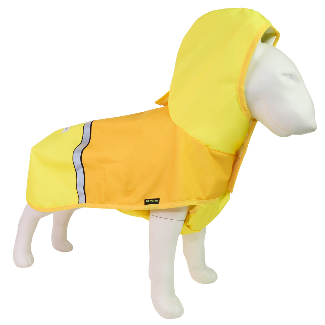 Yellow Color Block Raincoat for Dogs with Hood - Fitwarm Dog Raincoat