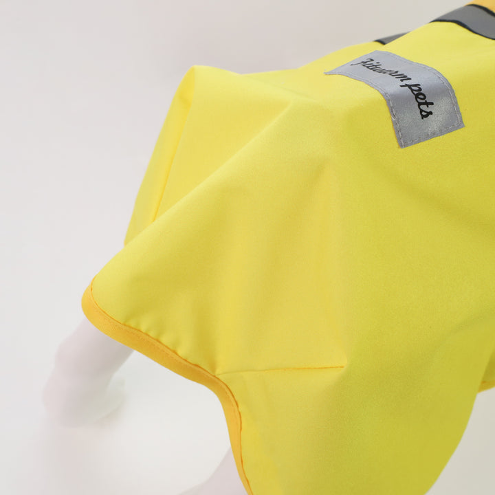 Bright Yellow Dog Raincoat with Reflective Stripe and Hood - Fitwarm Dog Raincoats