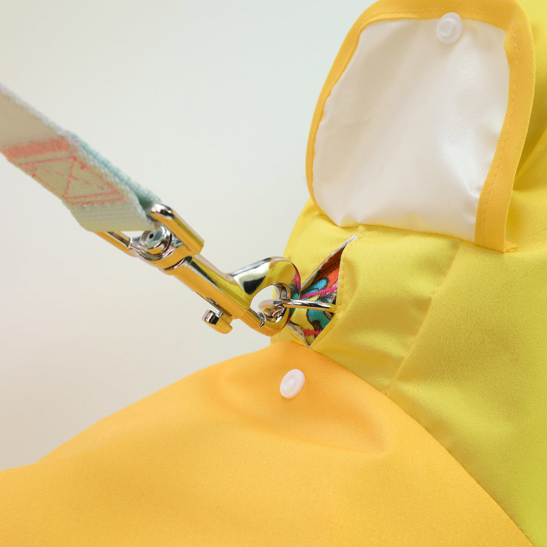 Yellow Color Block Raincoat for Dogs with a Leash Hole - Fitwarm Dog Raincoat