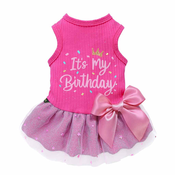 Pink It's My Birthday Dog Dress - Fitwarm Dog Clothes